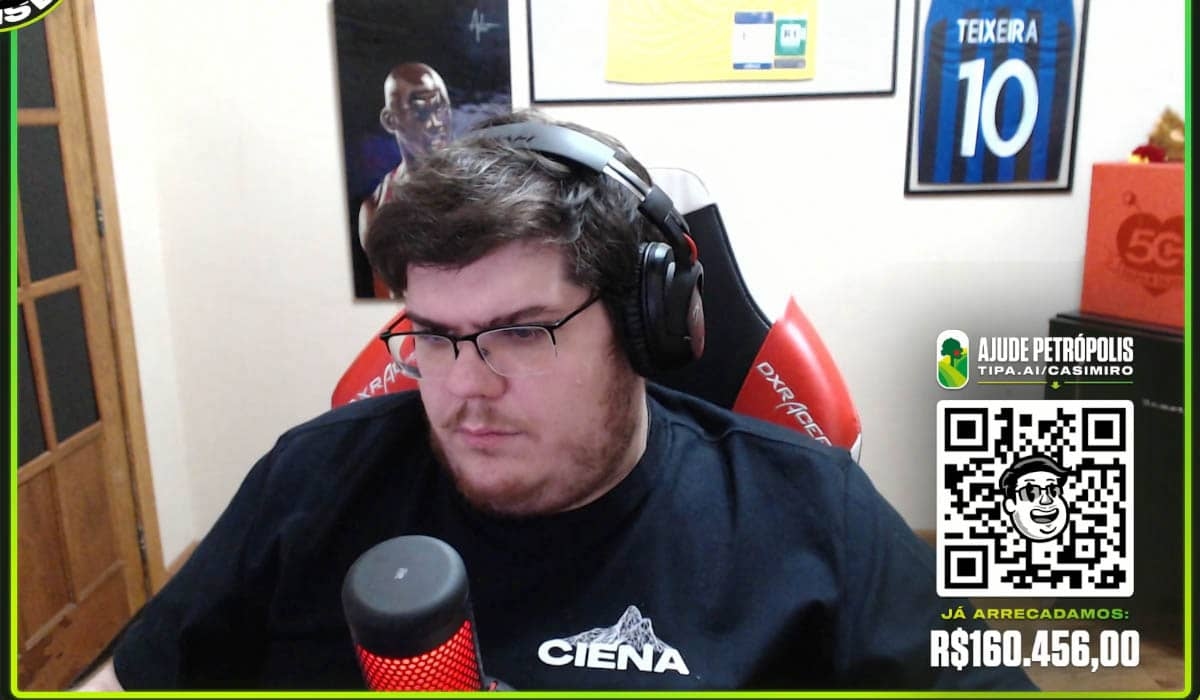 Streamer Casimiro arrecada R$ 160 mil para ajudar Petrópolis