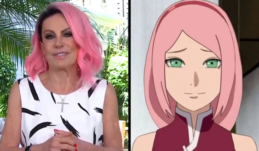 Ana Maria Braga pinta o cabelo de rosa e é comparada a Sakura, de Naruto
