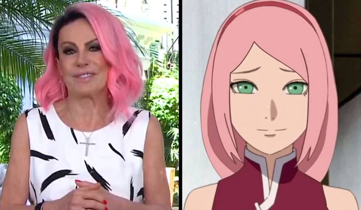 Ana Maria Braga pinta o cabelo de rosa e é comparada a Sakura, de Naruto