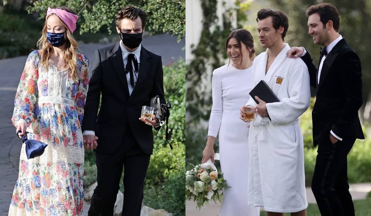 Olivia Wilde e Harry Styles aparecem de mãos dadas em casamento
