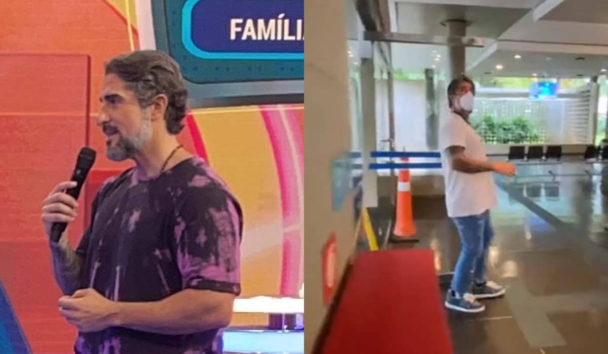 Marcos Mion recebe flores de Boninho em sua estreia no Caldeirão