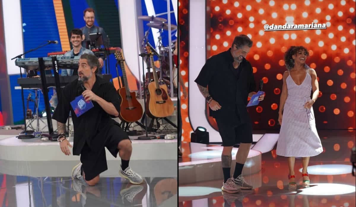 De bermuda e tênis no Caldeirão, Marcos Mion está à vontade na Globo