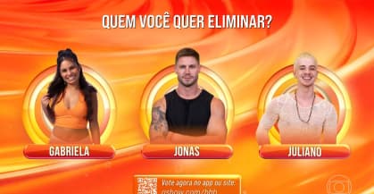Quem foi eliminado do BBB 26? Paredão entre Gabriela, Juliano e Jonas está finalizando