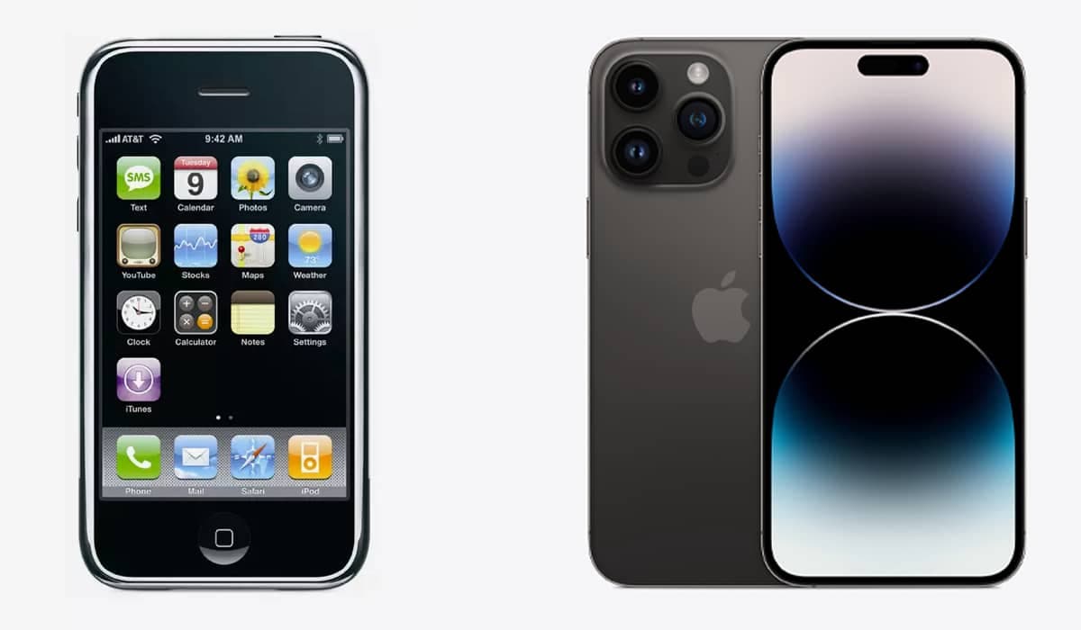 Quais são as diferenças entre o primeiro iPhone lançado e o iPhone 14?