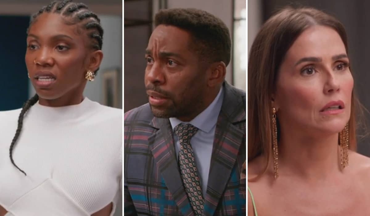 Taís acompanha Mário e Lara ao encontro com as amantes de Átila em Elas por Elas