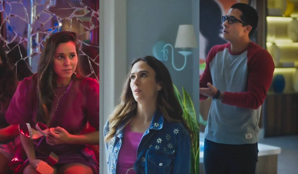 Enzo convence Berenice e Anely a dividirem o papel de Rainha Delícia no cinema em Terra e Paixão