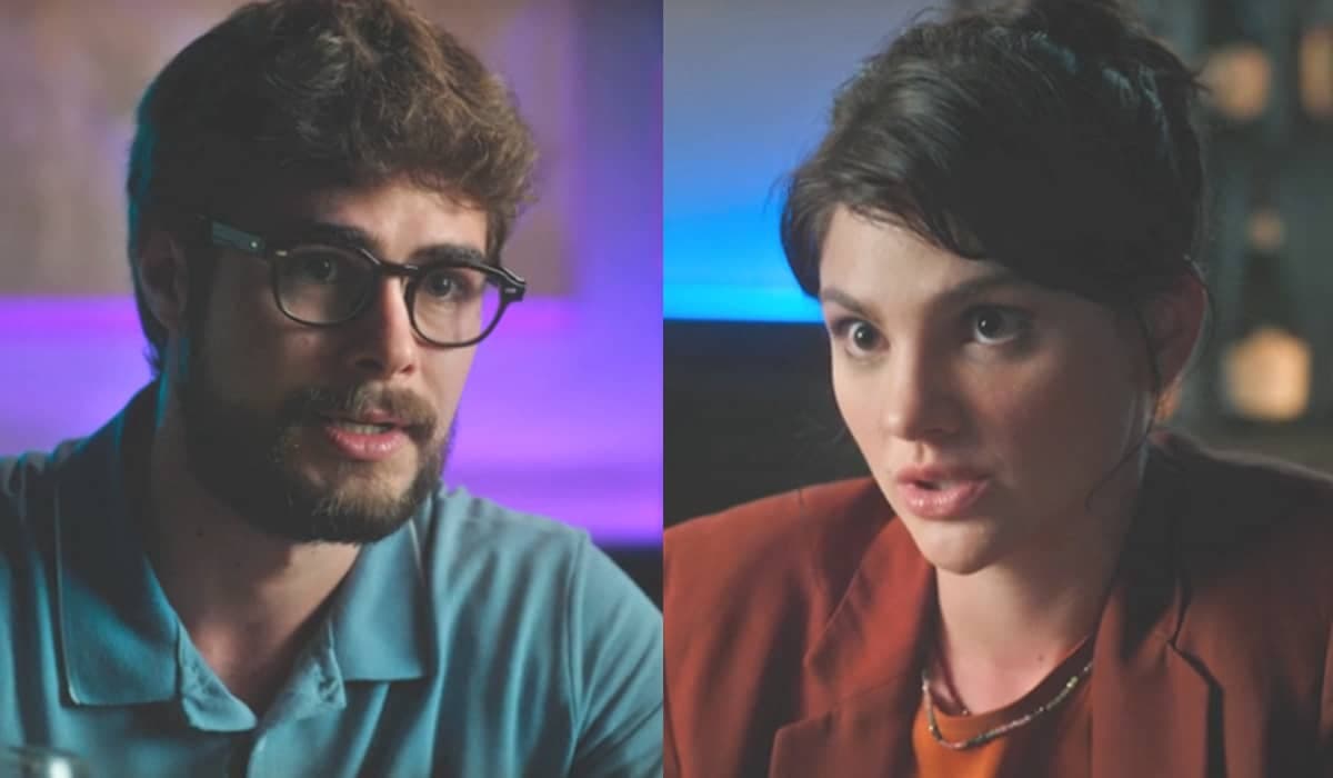 Hélio tenta se explicar e implora pelo perdão de Petra em Terra e Paixão