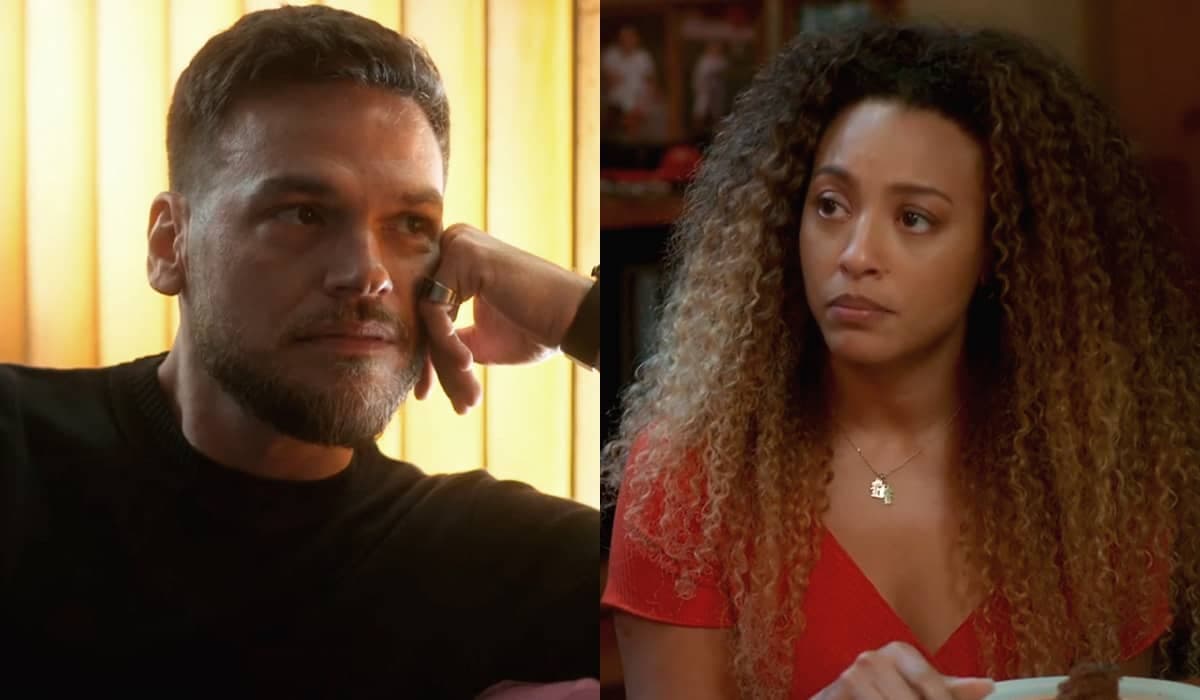 Theo aparece no local de trabalho de Sol e a deixa aterrorizada em Vai na Fé