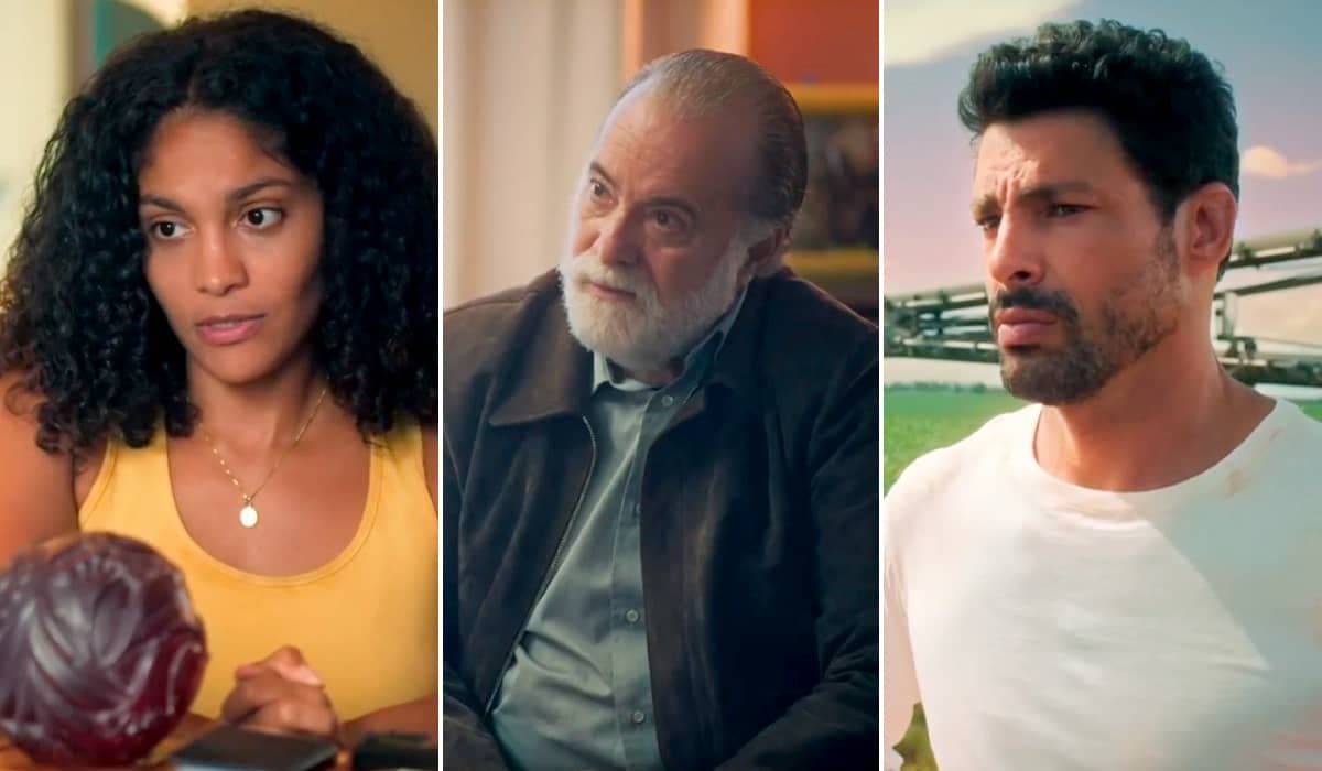 Aline denuncia Antônio para Caio sobre seca nas suas terras em Terra e Paixão