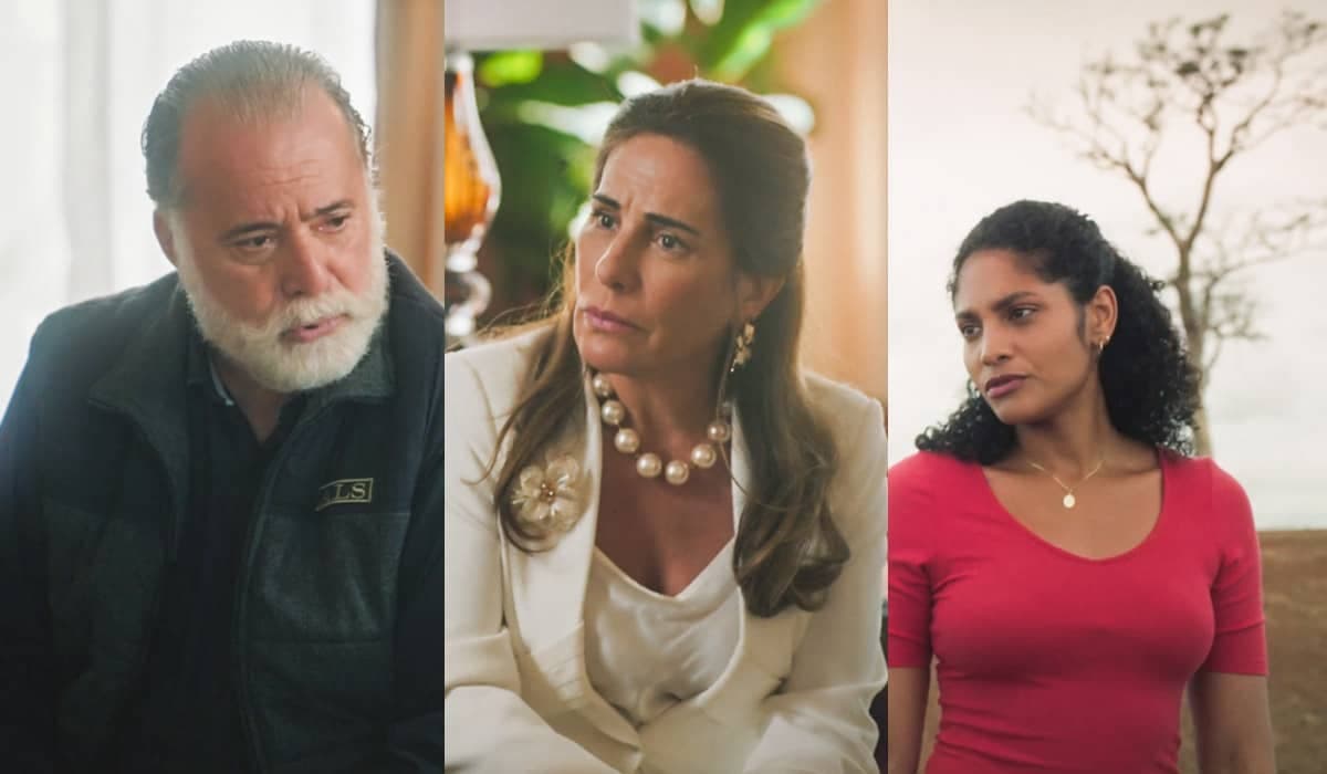 Antônio confessa a Irene o plano para roubar a água das terras de Aline em Terra e Paixão