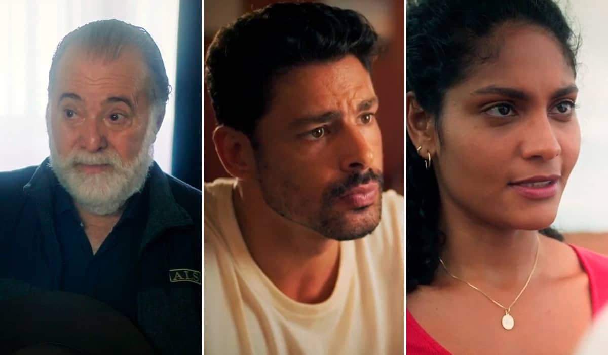 Antônio perde a cabeça com abraço entre Caio e Aline em Terra e Paixão