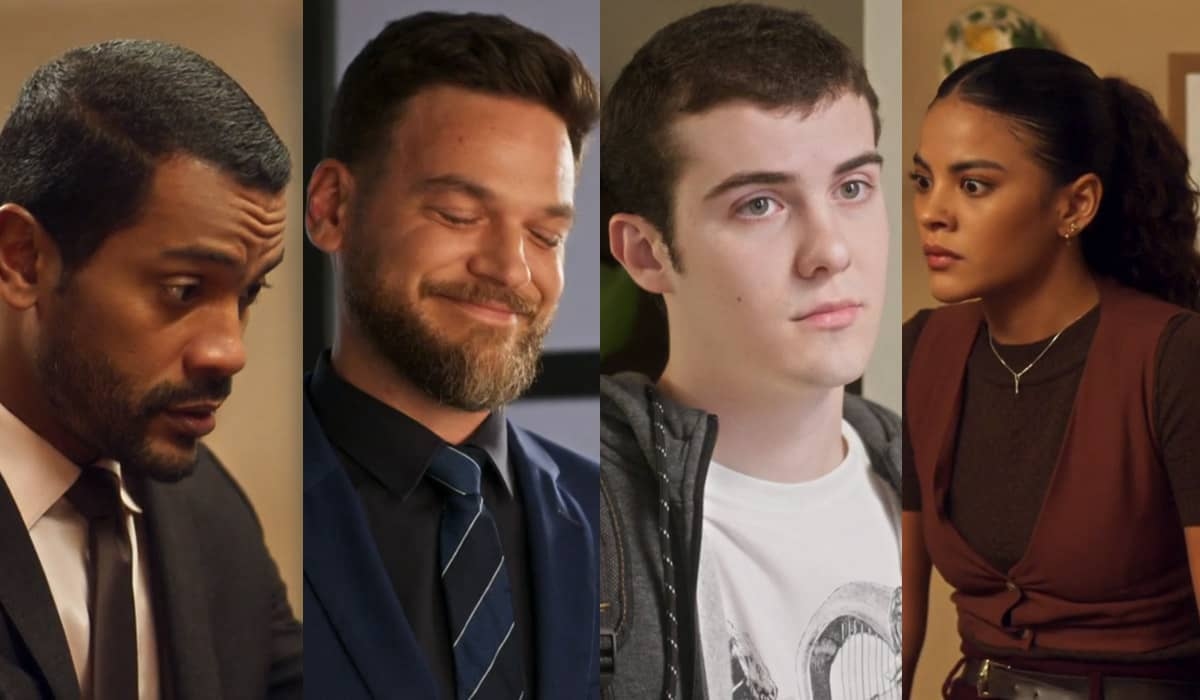 Ben surta ao receber foto de Theo, Jenifer e Rafa juntos em Vai na Fé