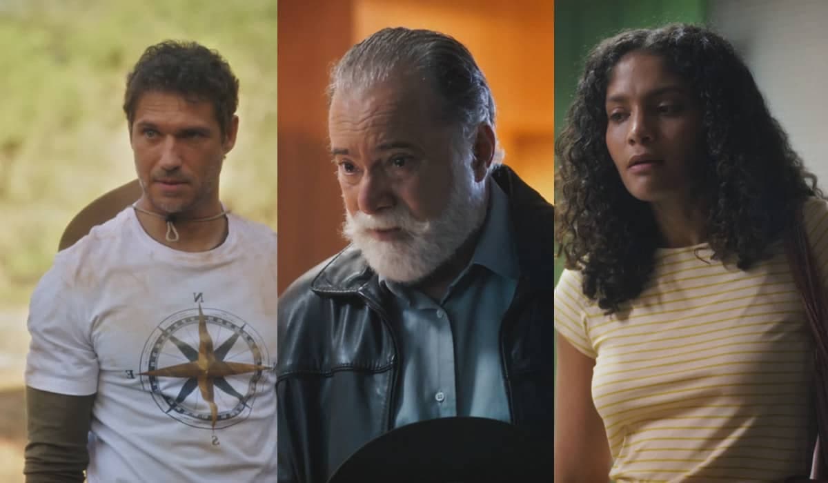 Vinícius revela a Antônio que encontrou pedras preciosas nas terras de Aline em Terra e Paixão