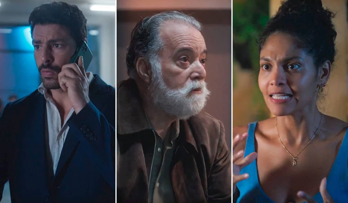 Caio coloca Antônio contra a parede e questiona interesse nas terras de Aline em Terra e Paixão