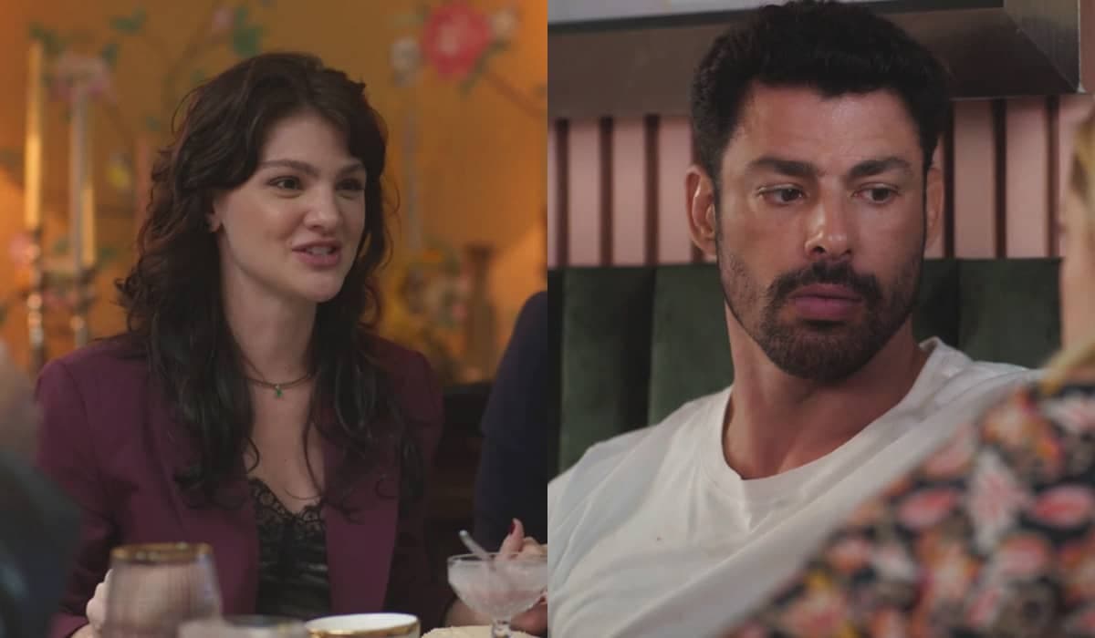 Petra fica intrigada ao ver Caio abraçando mulher misteriosa em Terra e Paixão