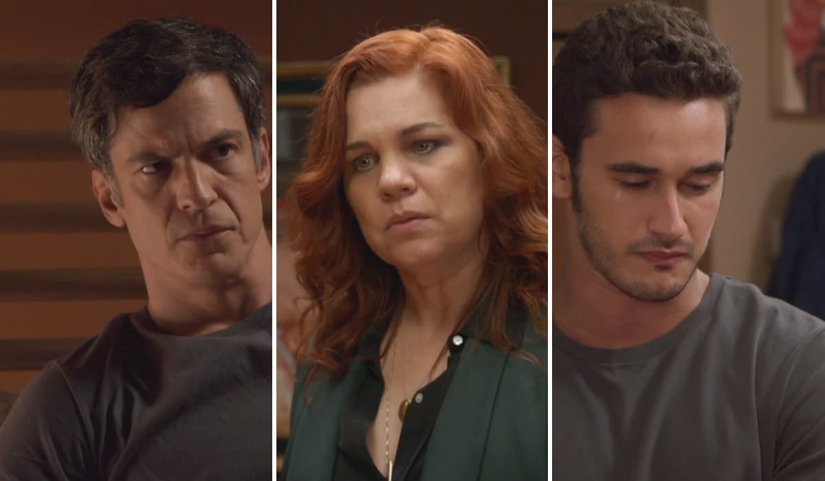 Jonas e Helena tentam confortar Giovanni após revelação de sua origem em Elas por Elas