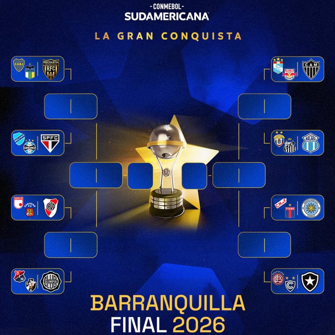 Rota definida! Sorteio da Sul-Americana 2026 traça confrontos dos playoffs e das oitavas
