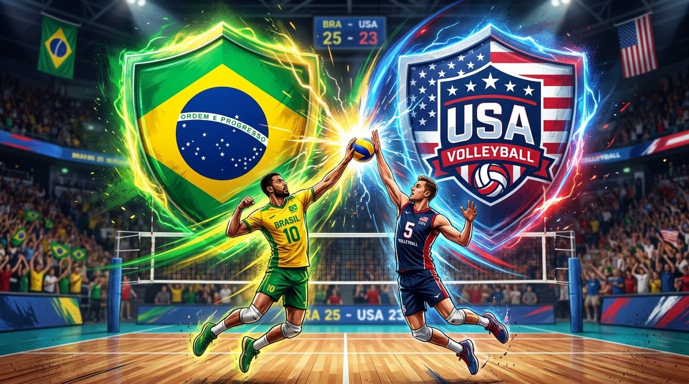 Brasil x Estados Unidos na Liga das Nações de Vôlei Masculino 2026: saiba onde assistir e o horário do confronto
