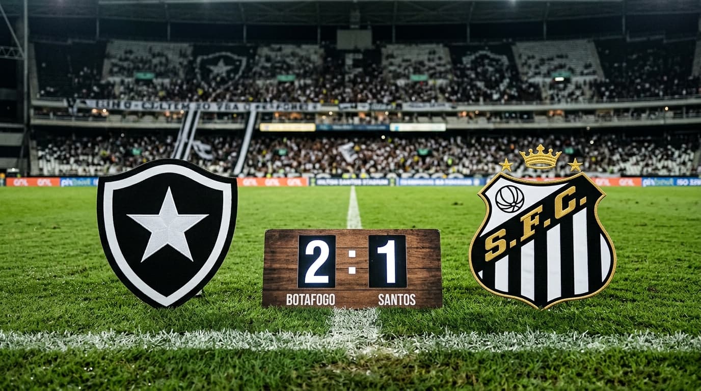 Botafogo vence Santos por 2 a 1 com gol dramático no fim e agita o Brasileirão