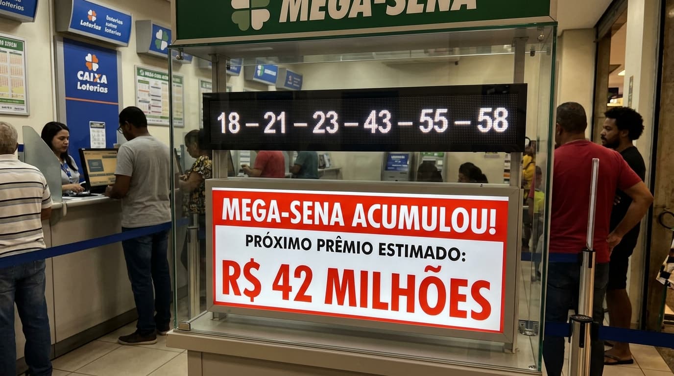 Ninguém acerta as seis dezenas e Mega-Sena acumula em R$ 42 milhões