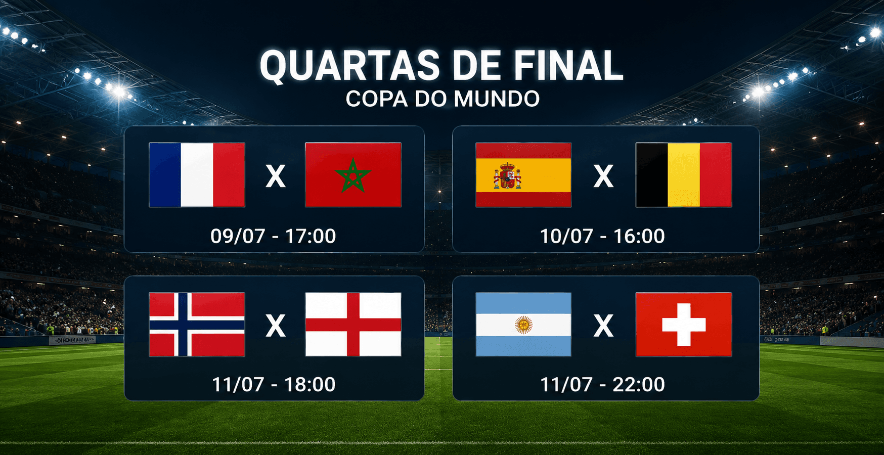 Quartas de final da Copa do Mundo 2026 estão definidas; veja os confrontos, datas e horários