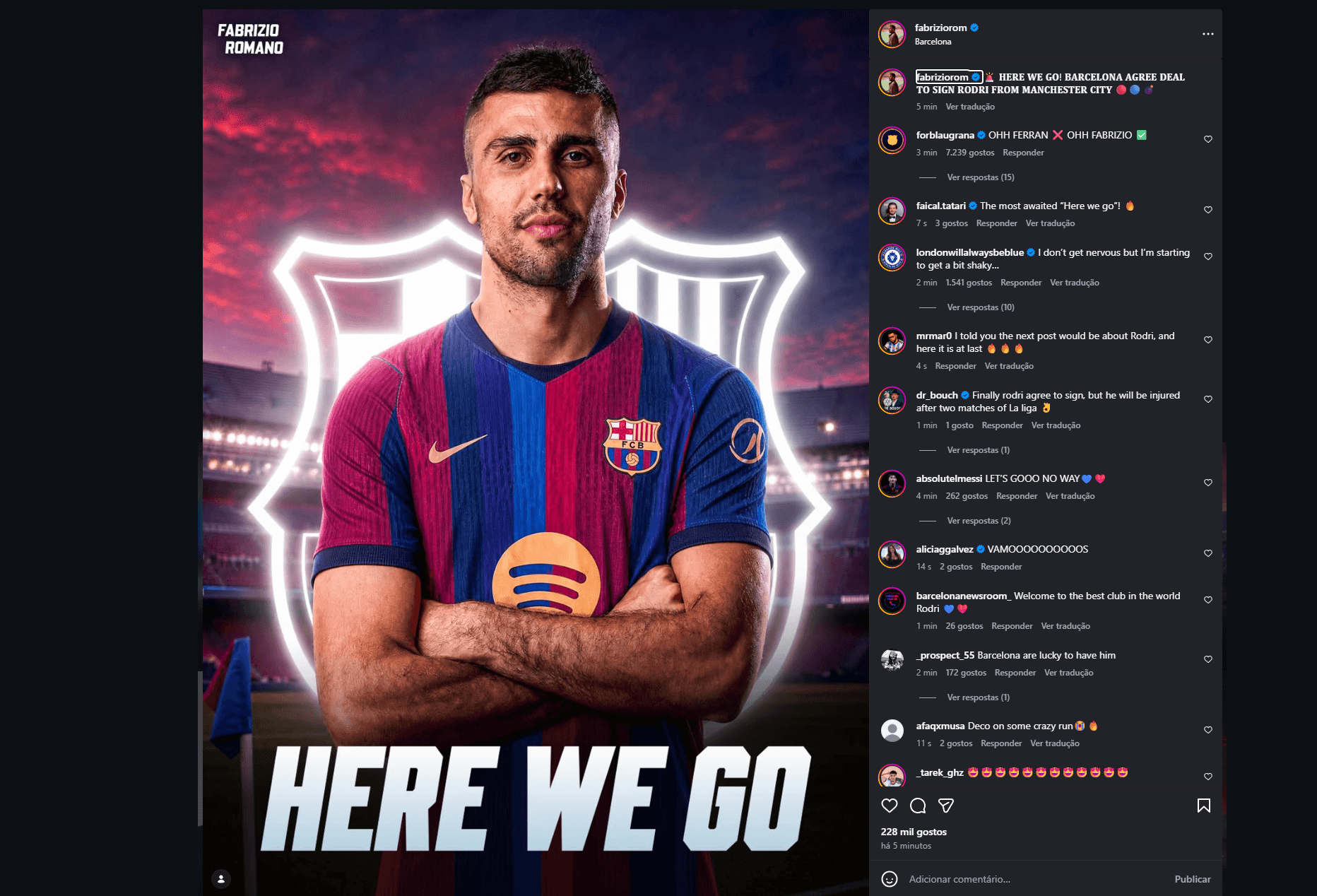 Barcelona acerta contratação de Rodri após Manchester City aceitar terceira proposta