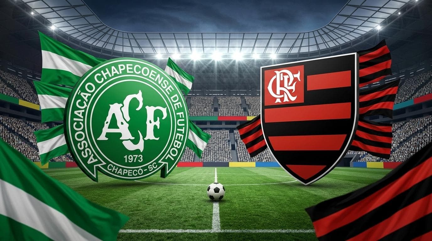 Chapecoense x Flamengo jogam hoje às 21h30 pela Serie A. Foto: Diário 24 Horas / Montagem