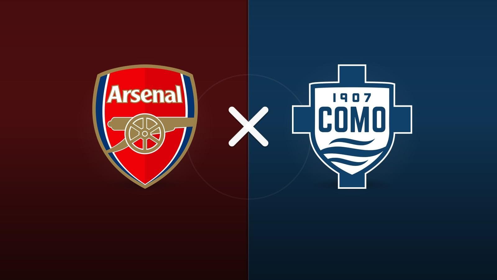 Arsenal x Como jogam hoje às 15h30 em Londres. Foto: Diário 24 Horas / Montagem