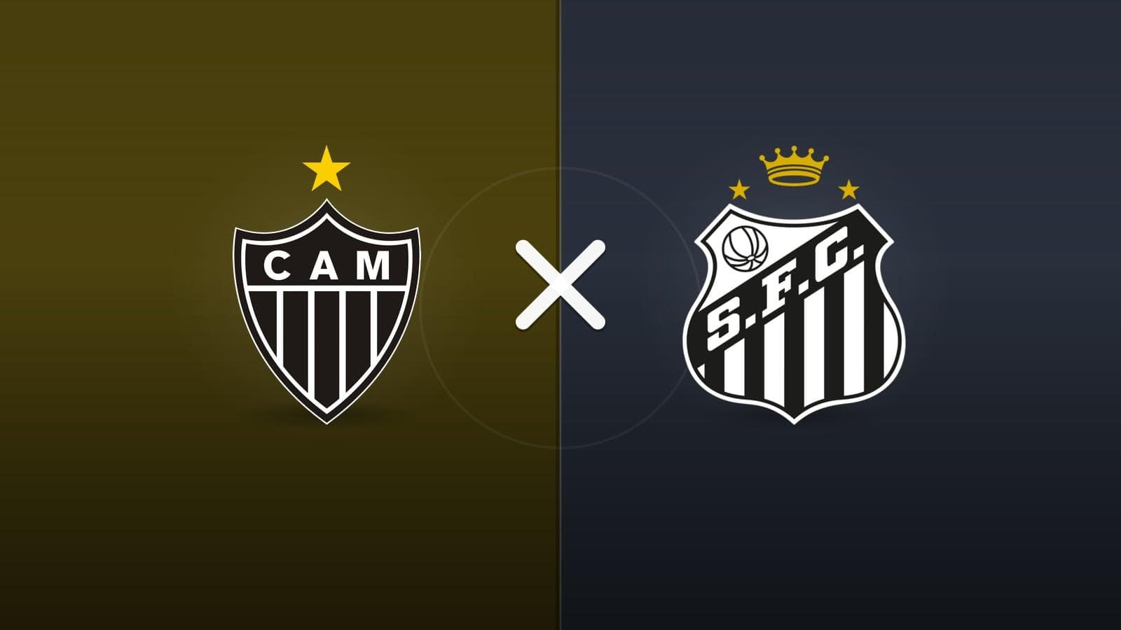 Atlético-MG x Santos jogam hoje às 19h00 pela CONMEBOL Sudamericana. Foto: Diário 24 Horas / Montagem