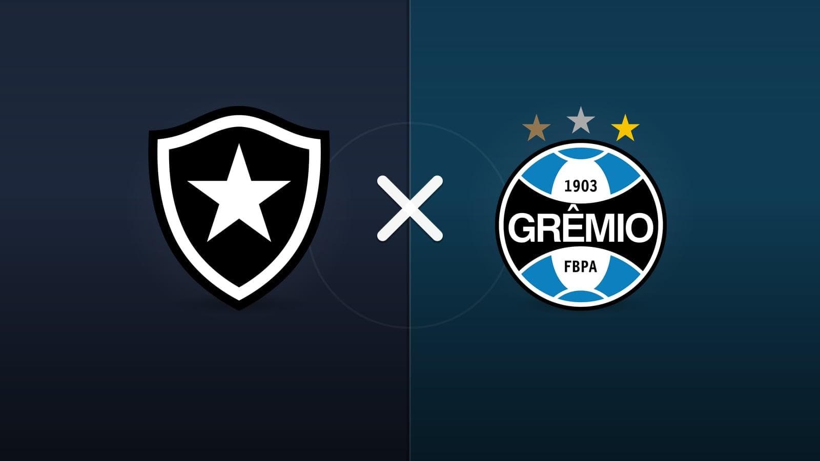Botafogo x Grêmio jogam hoje às 19h30 pela Serie A. Foto: Diário 24 Horas / Montagem