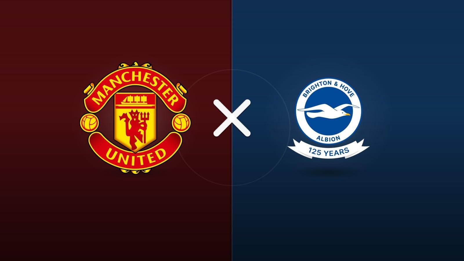 Manchester United x Brighton jogam hoje às 16h00 pela League Cup. Foto: Diário 24 Horas / Montagem