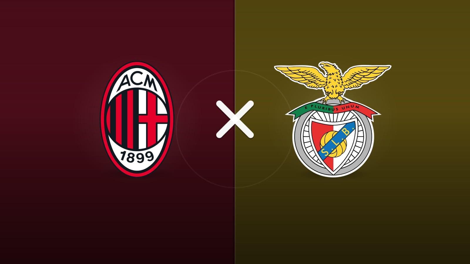 Milan x Benfica jogam hoje às 16h00 pela UEFA Europa League. Foto: Diário 24 Horas / Montagem