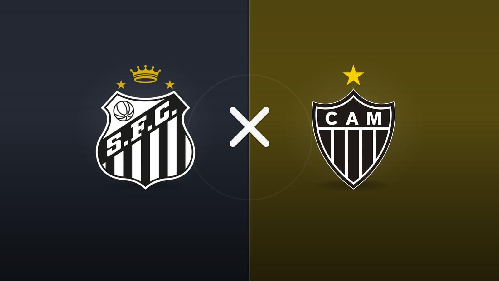 Santos x Atlético-MG jogam hoje às 19h00 pela CONMEBOL Sudamericana. Foto: Diário 24 Horas / Montagem