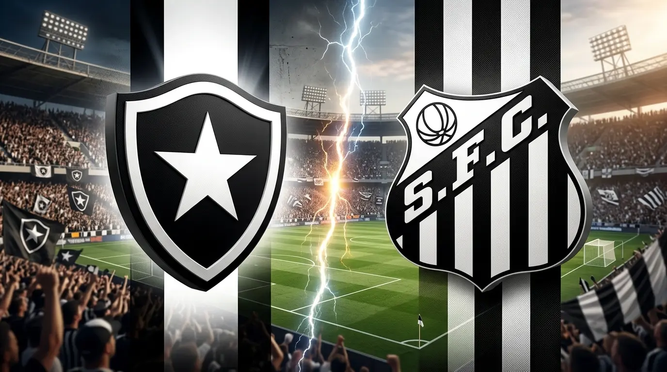 Brasileirão de volta! Botafogo x Santos jogam hoje às 19h30 após parada para a Copa do Mundo. Foto: Diário 24 Horas / Montagem