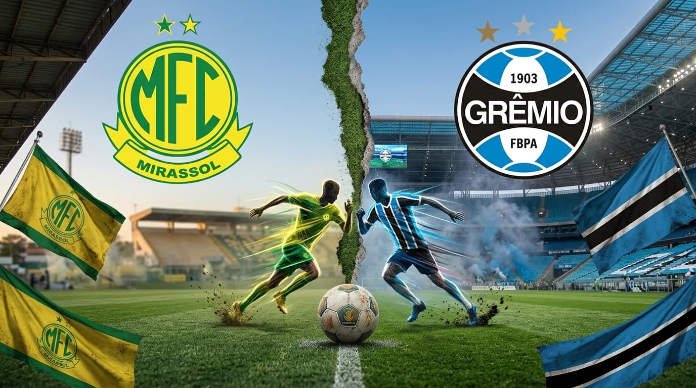 Mirassol x Grêmio jogam hoje às 20h00 pela Serie A. Foto: Diário 24 Horas / Montagem